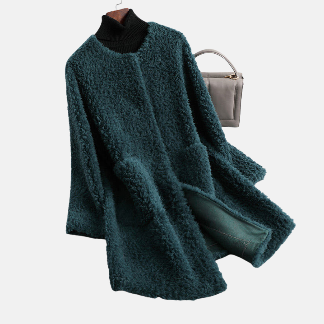 Faux Fur Open Front Mid-Thigh Coat