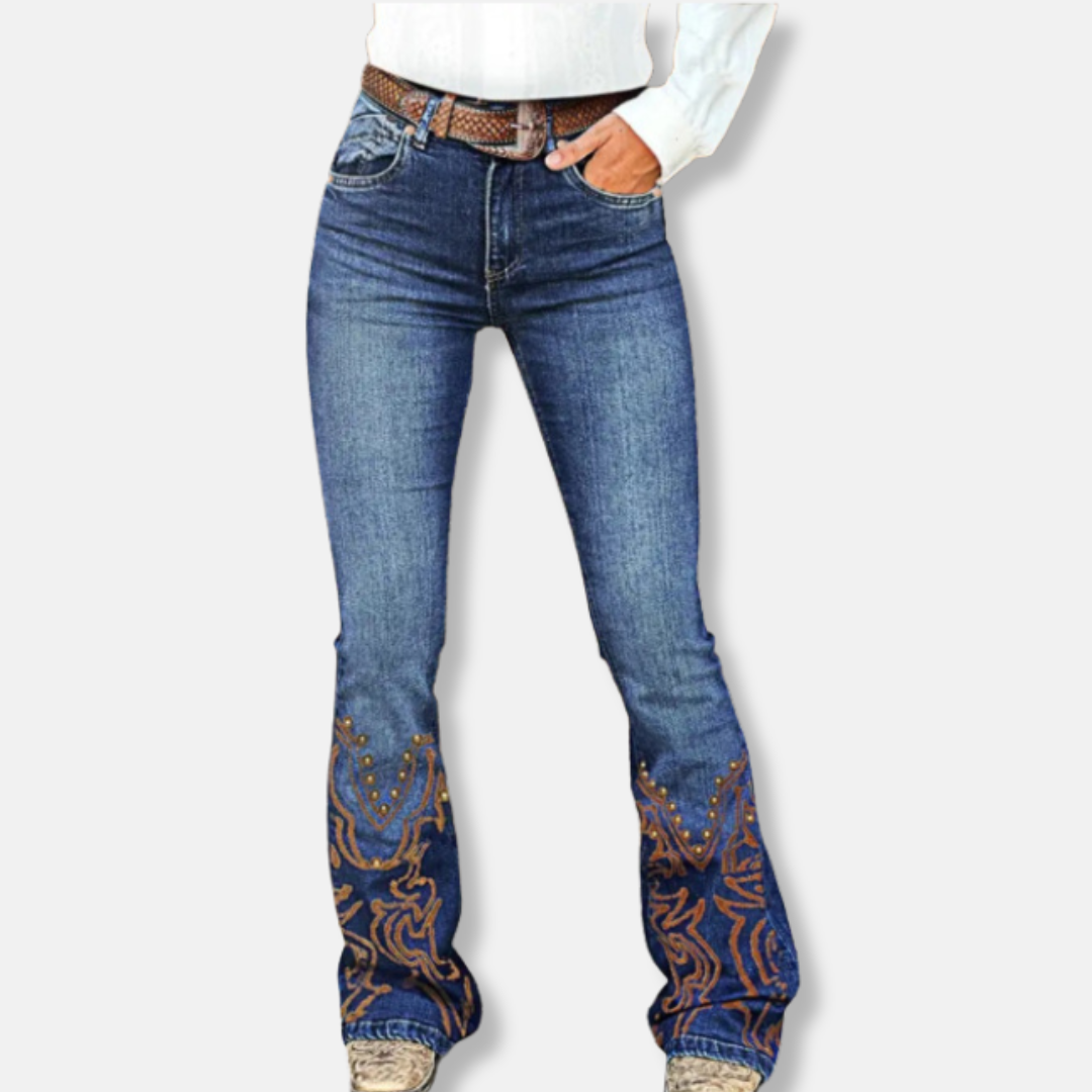 Stretch Denim Slim Fit Flared Leg Jeans