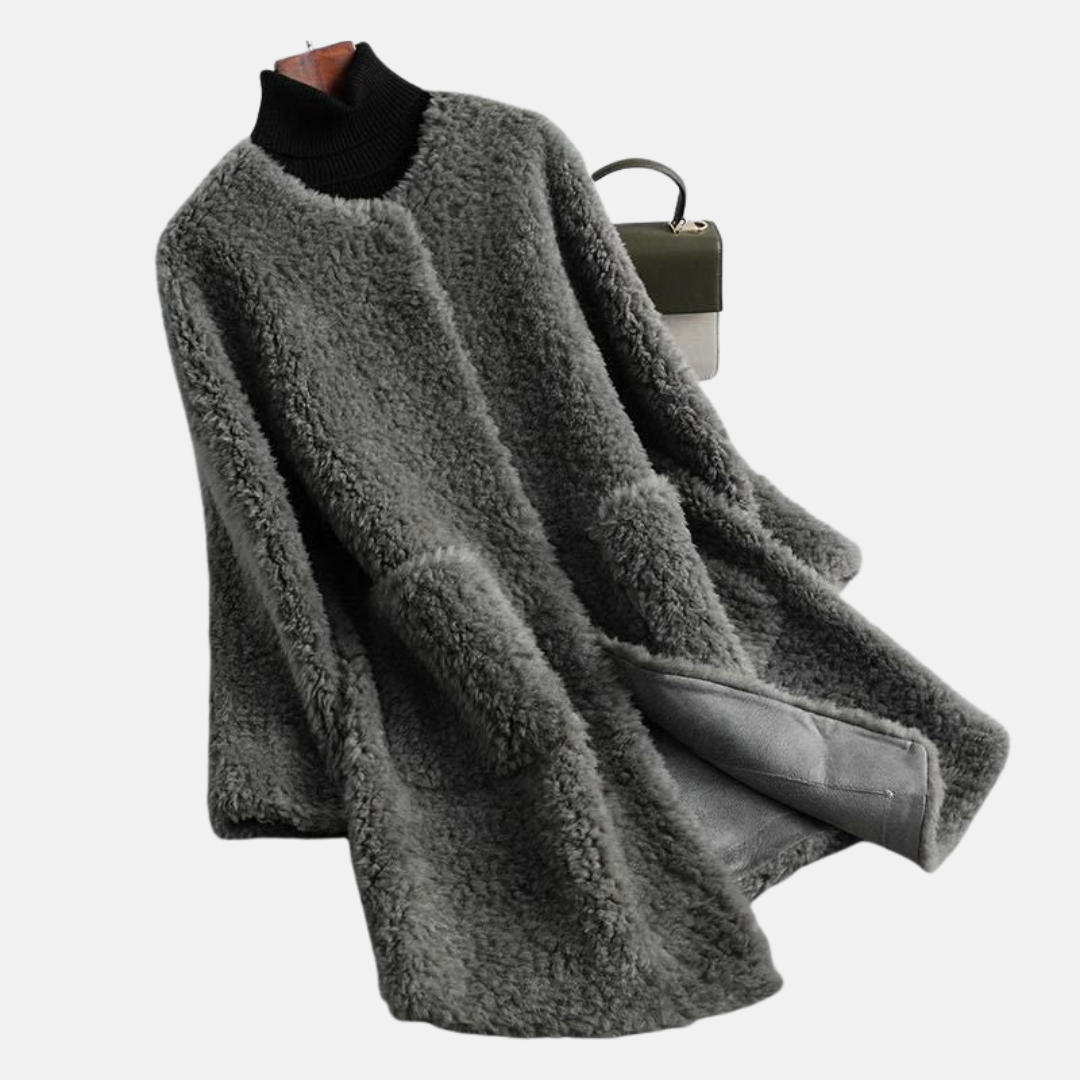 Faux Fur Open Front Mid-Thigh Coat
