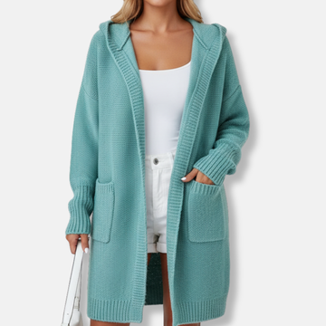 Knit Wool Blend Oversized Hooded Cardigan