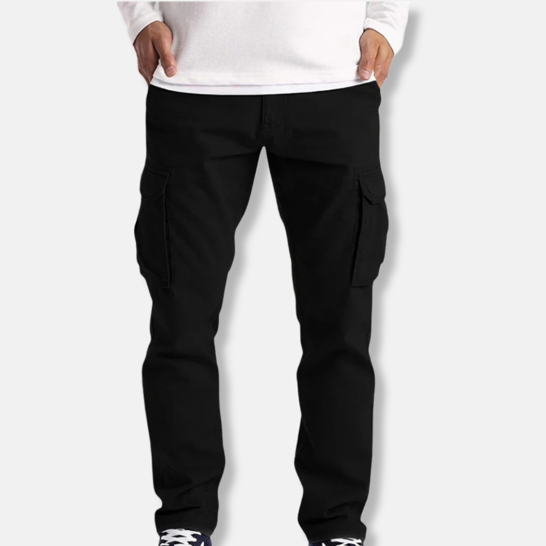Cotton Blend Straight Fit Cargo Pocket Pants