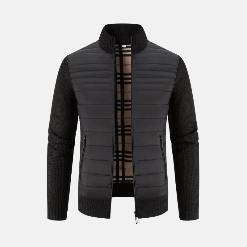 Hybrid Padded Ribbed Knit Slim Fit Jacket
