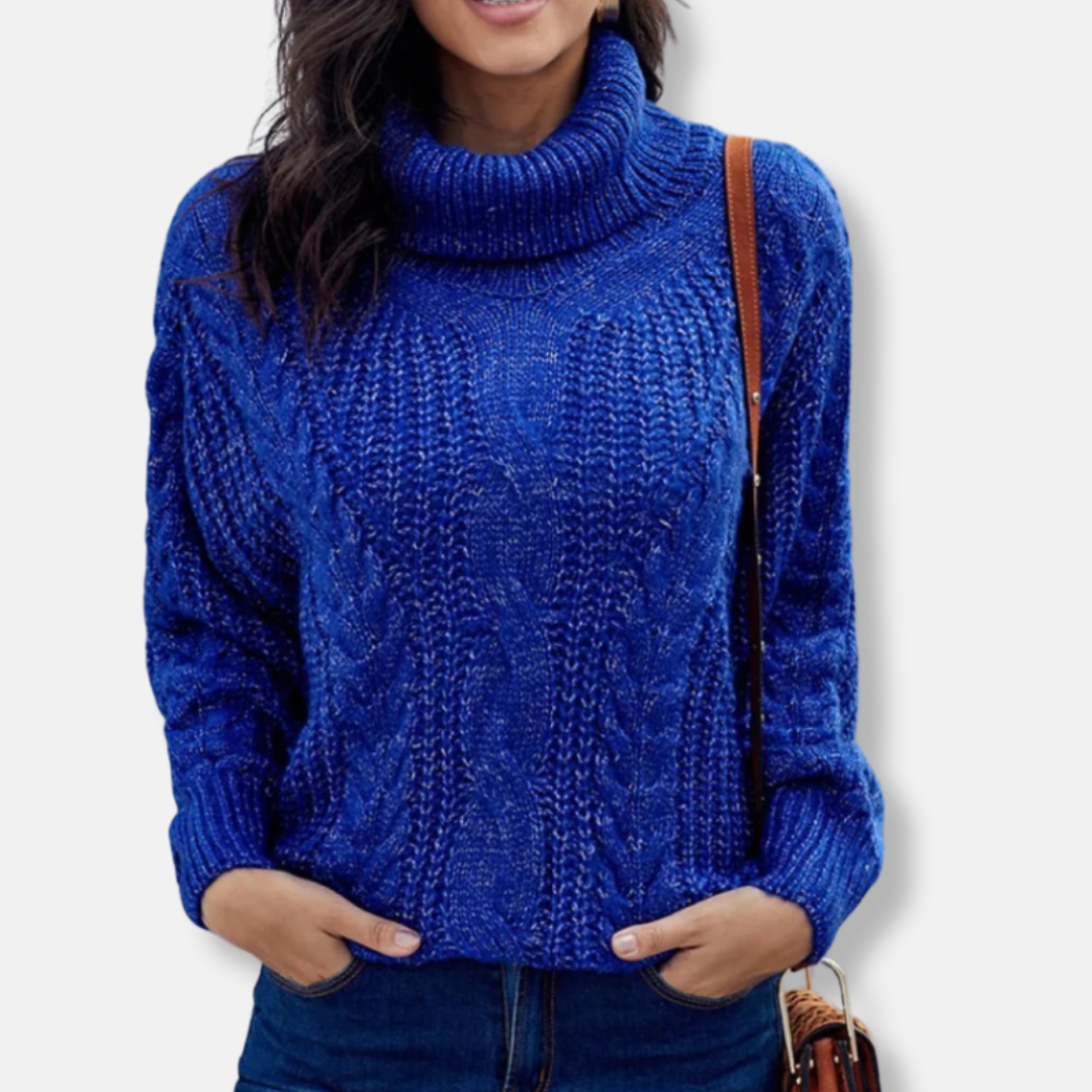 Chunky Cable Knit Turtleneck Pullover Sweatshirt