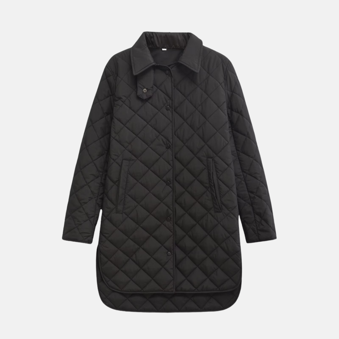 Quilted Diamond Pattern Shirt Collar Jacket