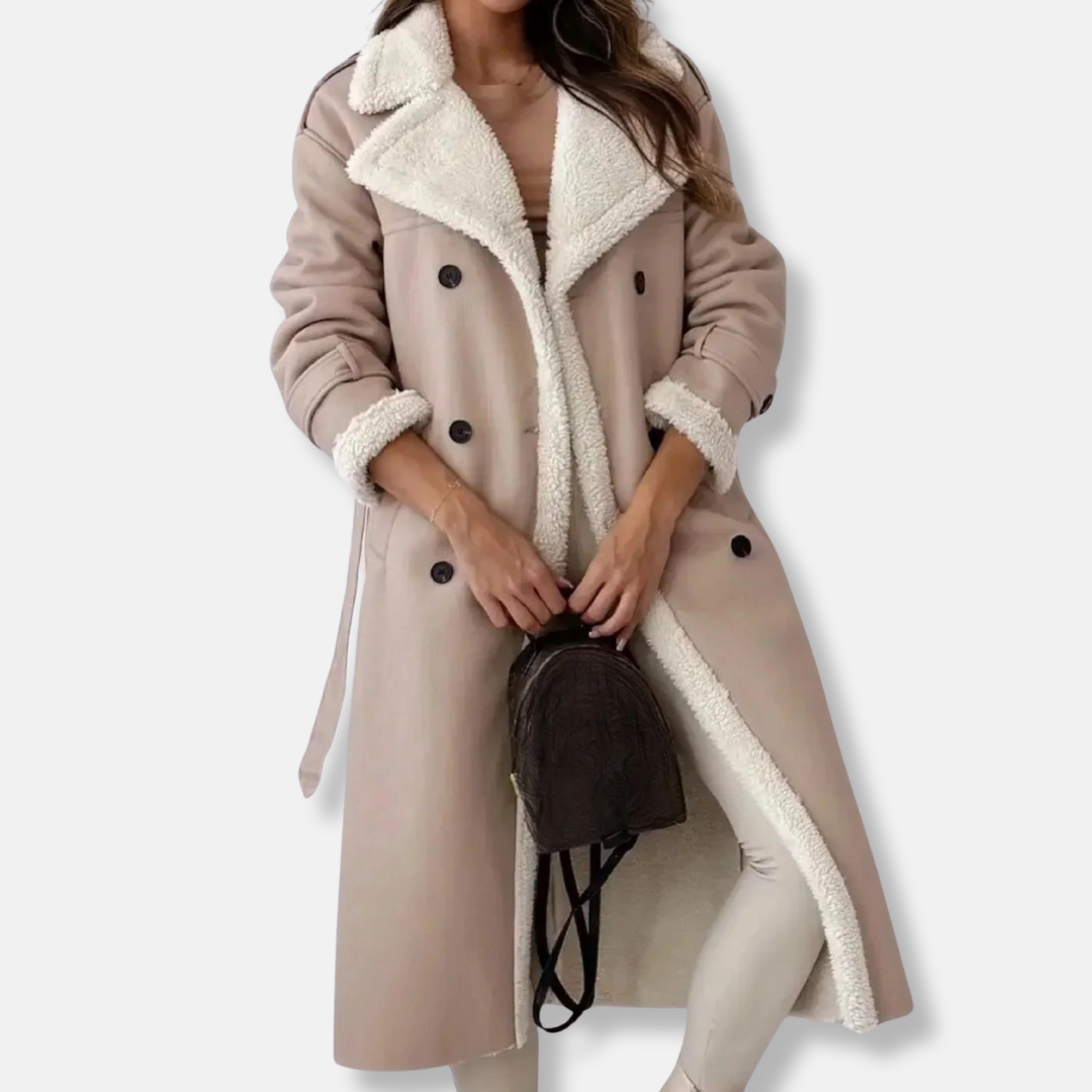 Plush Lined Double-Breasted Oversized Coat