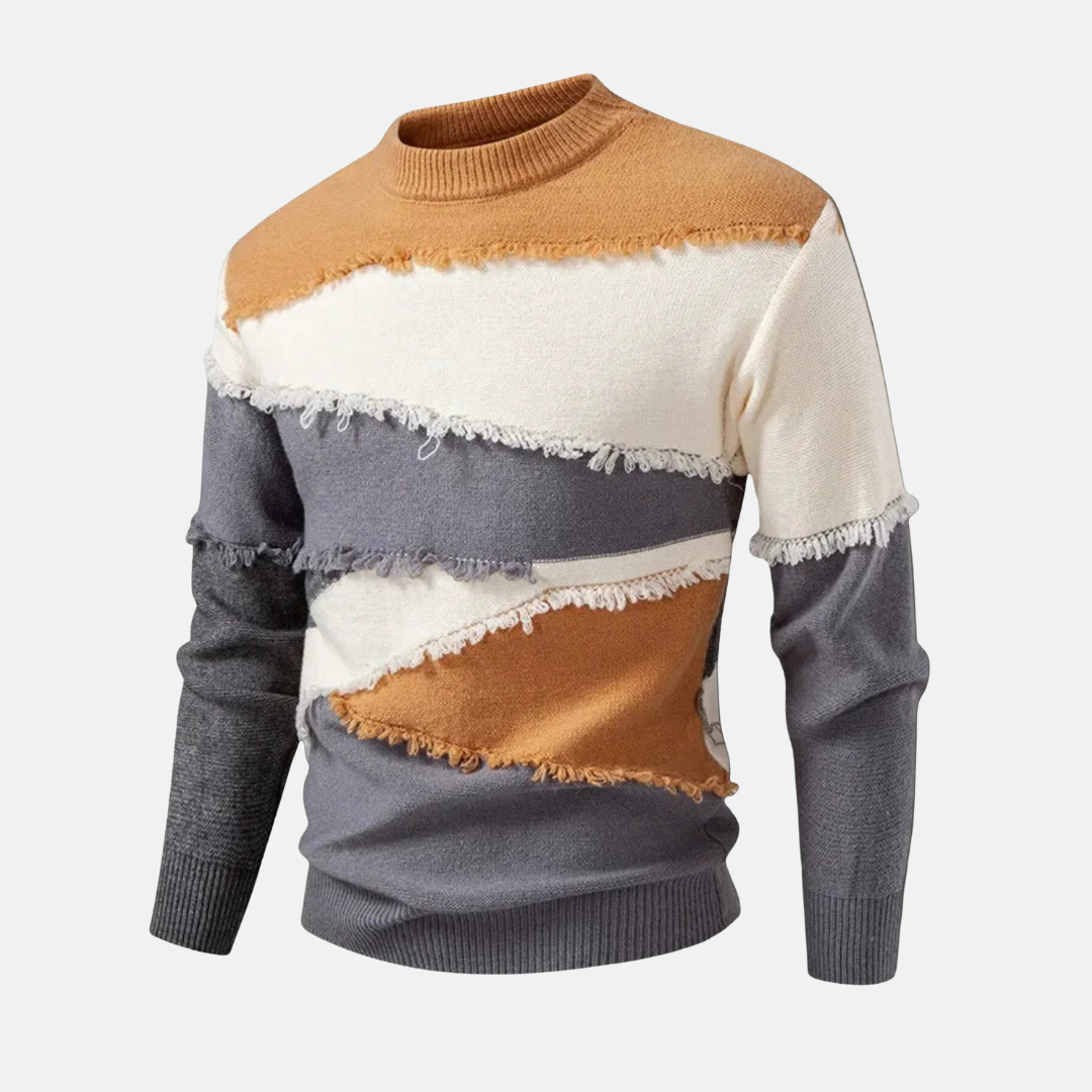 Colorblock Mock Neck Knit Sweater