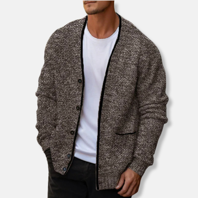 Wool Blend Relaxed Fit V-Neck Cardigan