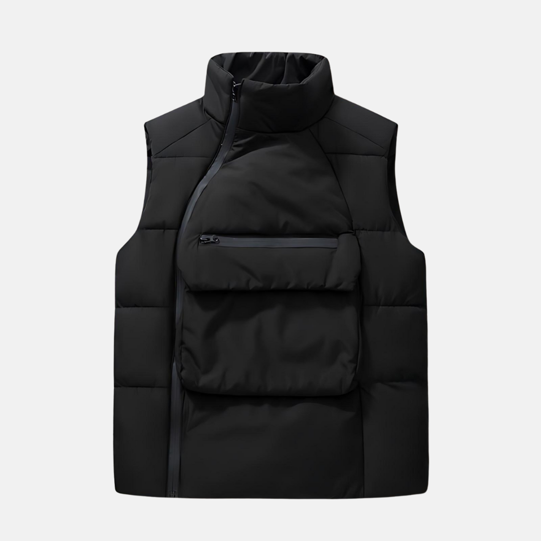 Woven Quilted Baffle Stand Collar Vest