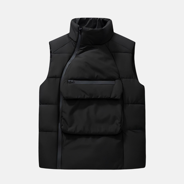 Woven Quilted Baffle Stand Collar Vest