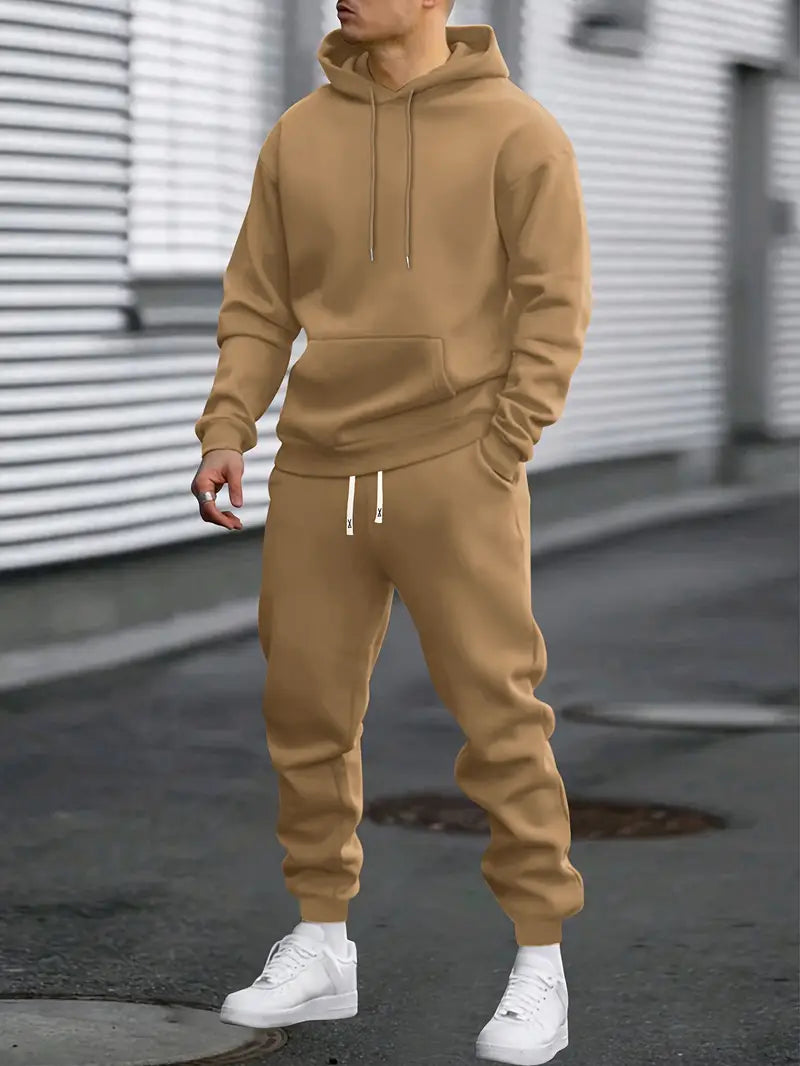 Two-Piece Relaxed Fit Cotton Blend Tracksuit Set