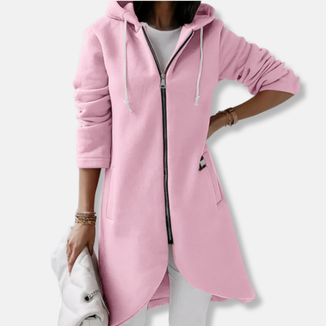 Cotton Blend Relaxed Fit Hooded Sweatshirt Jacket