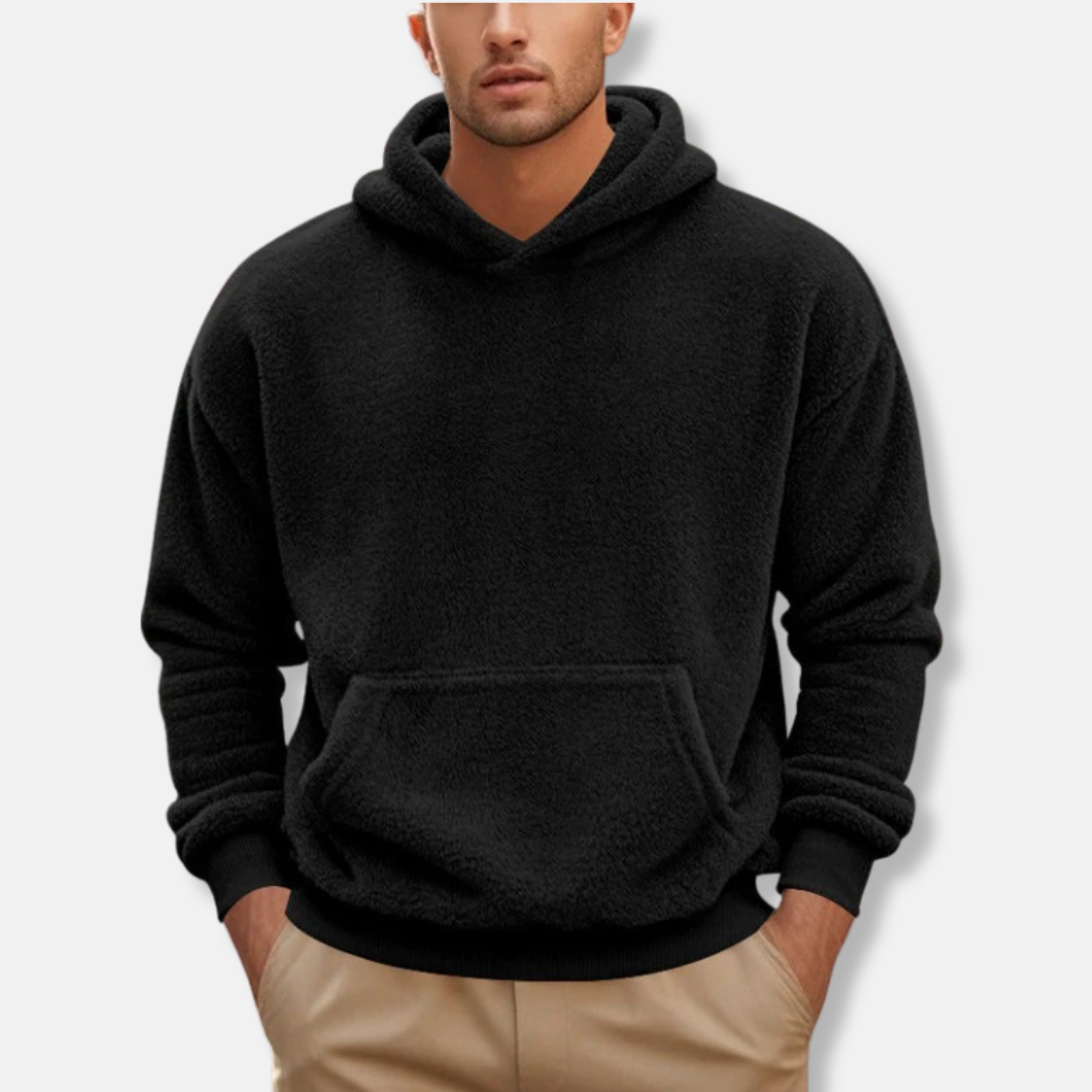 Fleece Hooded V-Neck Hip Length Hoodie