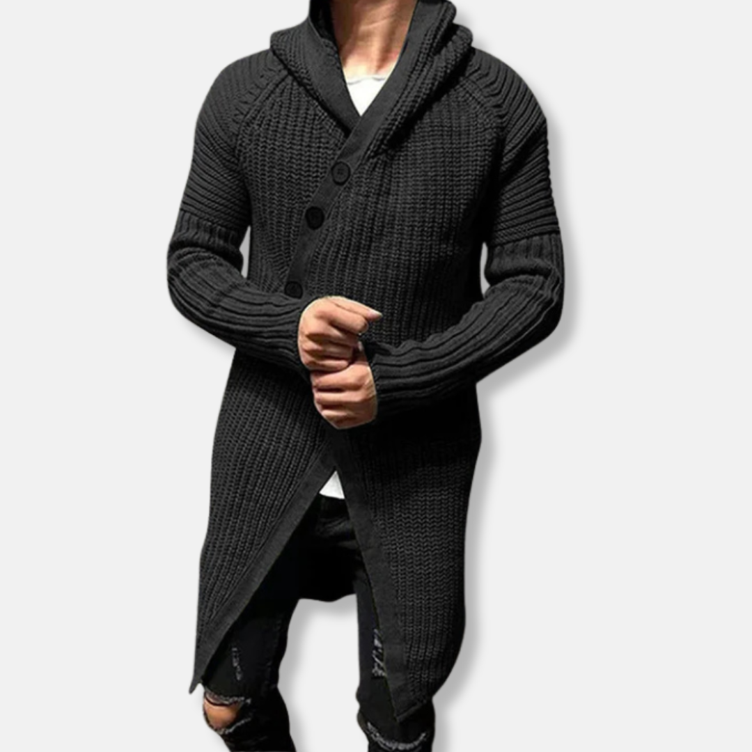 Chunky Knit Wool Hooded Shawl Cardigan