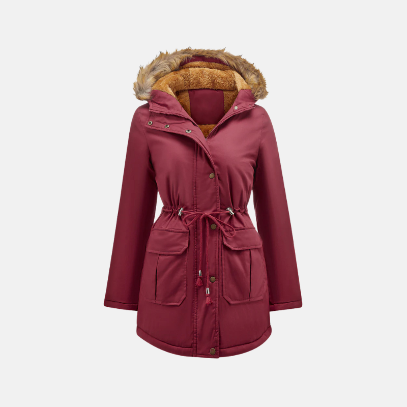 Fleece Lined Faux Fur Hood Parka Jacket