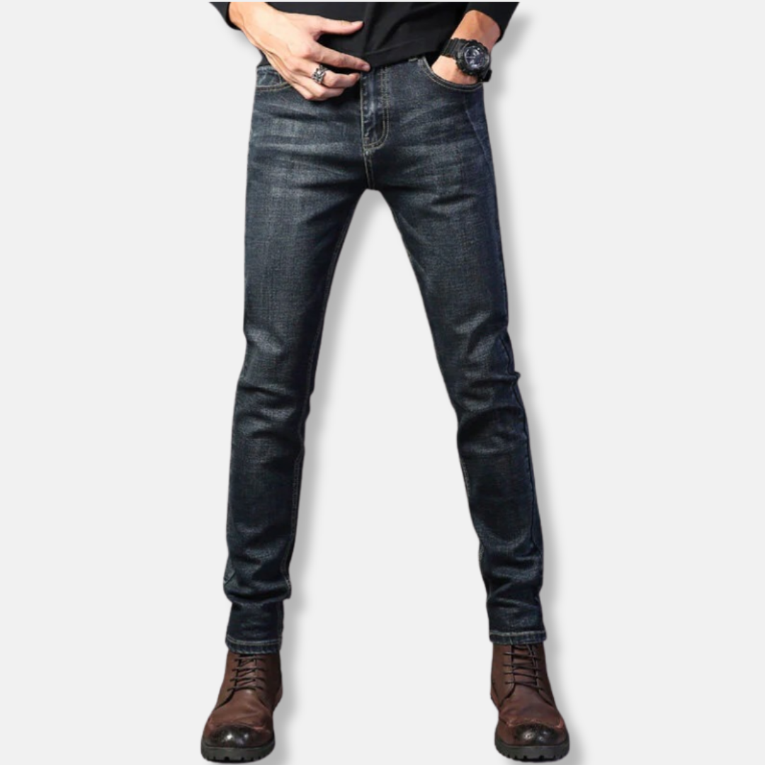 Washed Denim Slim Fit Tapered Leg Jeans