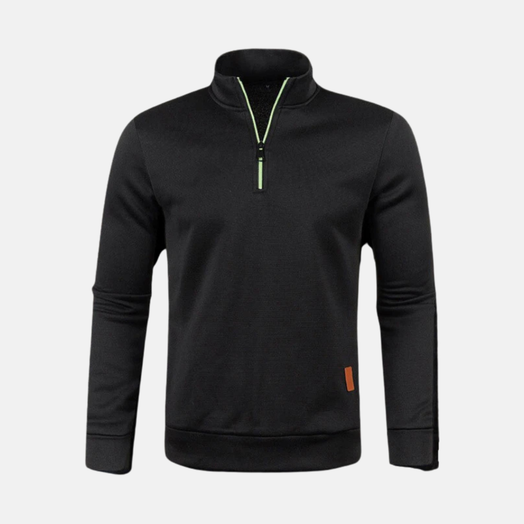 Micro-Textured Knit Quarter-Zip Sweatshirt