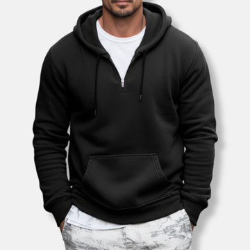 Quarter Zip Relaxed Kangaroo Pocket Hoodie