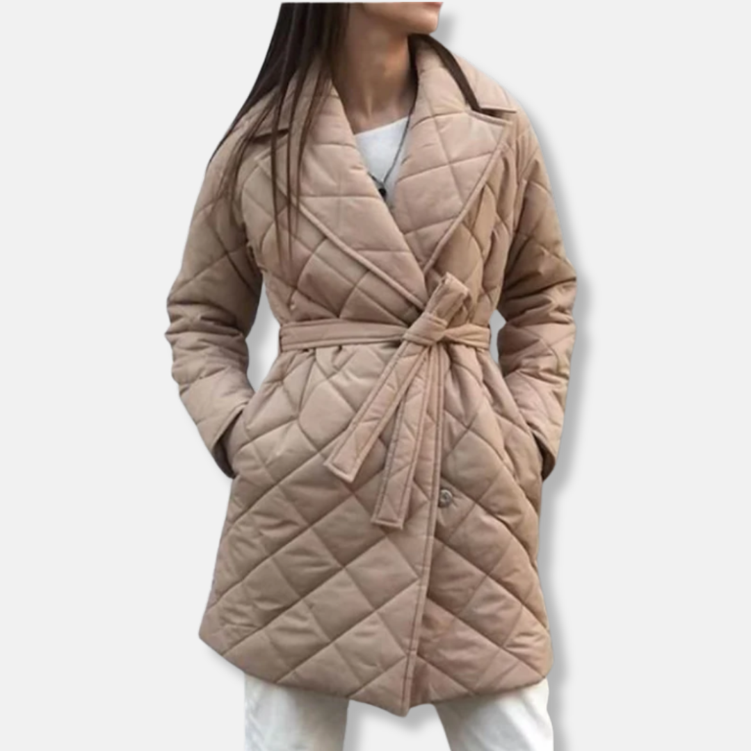 Insulated Quilted Belted Mid-Length Coat