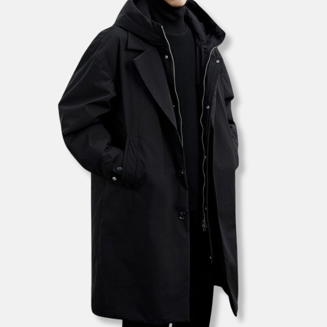 Synthetic Blend Oversized Relaxed Hooded Coat