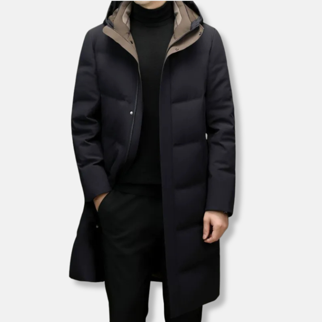 Quilted Down Hooded Relaxed Fit Coat