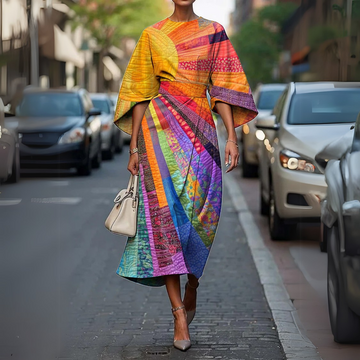 Cotton Quilted Cinched Wrap Midi Dress