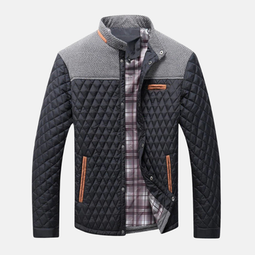 Diamond Quilted Band Collar Jacket