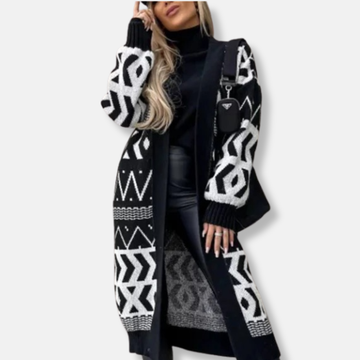 Geometric Jacquard Loose Fit Cardigan