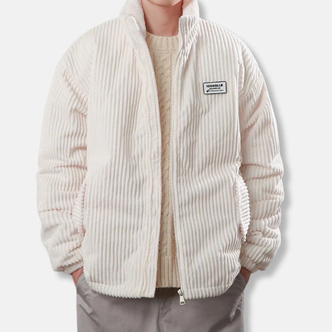 Elasticated Corduroy Stand Collar Jacket