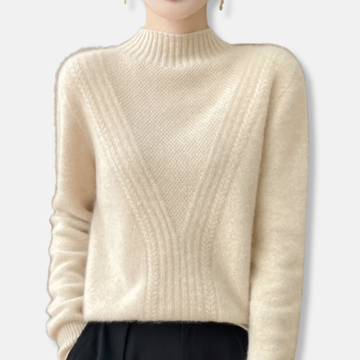 Relaxed Fit Ribbed Wool Blend Sweater