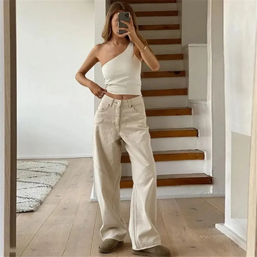 Dame Jeans – Wide-Leg Pasform – Mellemhøj Talje – Komfortabel og Stilfuld