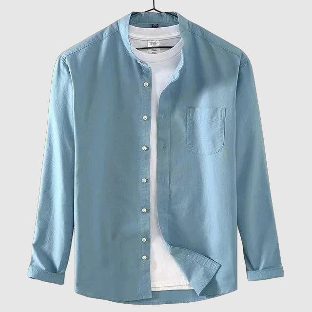 Band Collar Long Sleeve Regular Fit Shirt