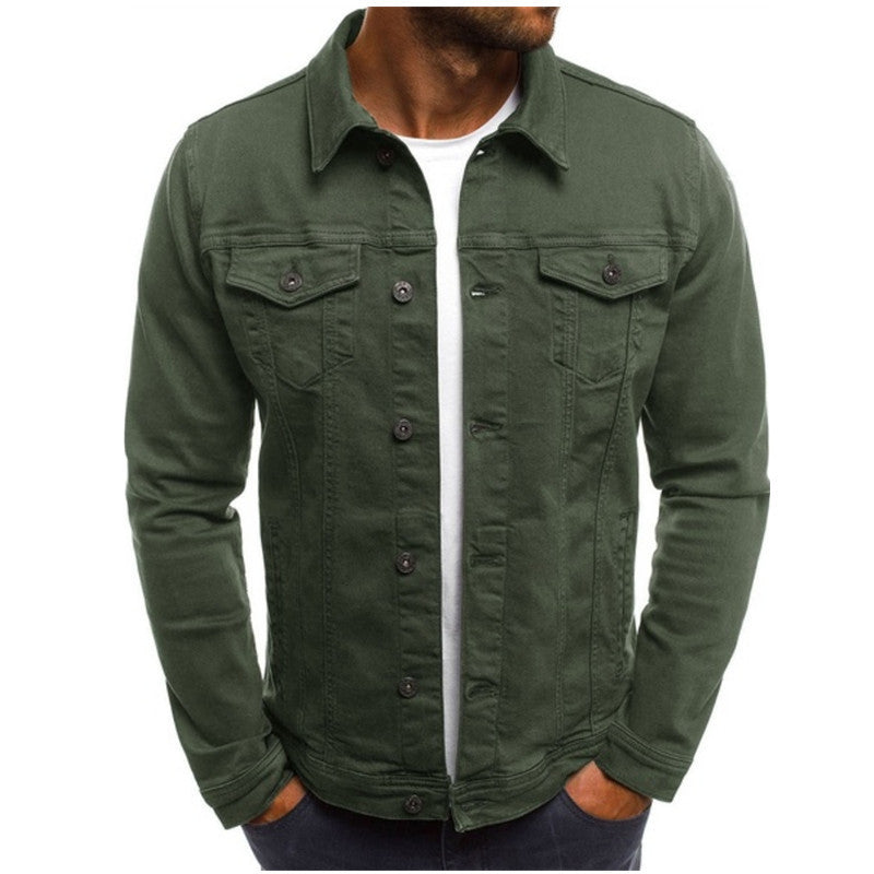 Men's Denim Jacket – Regular Fit – Button Closure – Chest Pockets – Structured Seams