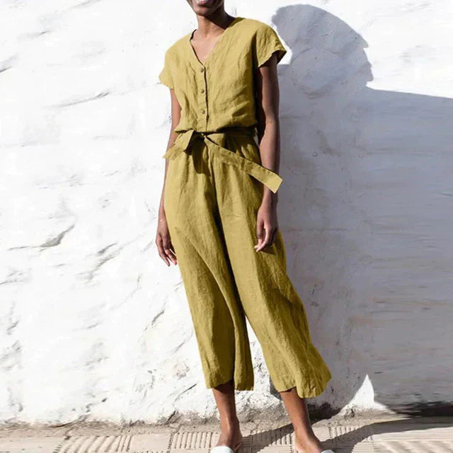 Light Breathable Adjustable Cropped Jumpsuit