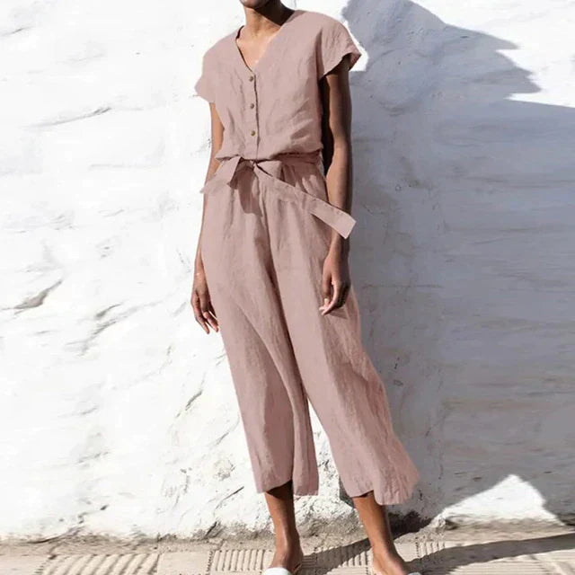 Light Breathable Adjustable Cropped Jumpsuit