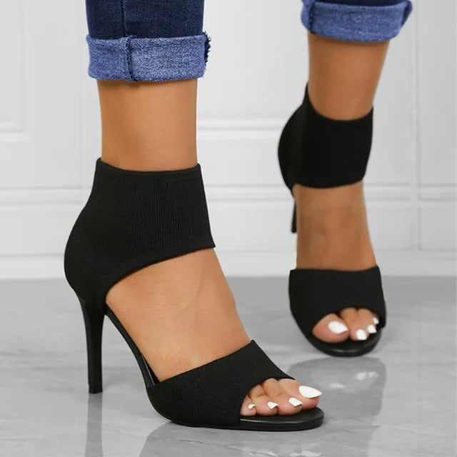 Knitted Open Toe Comfortable Stiletto Sandals