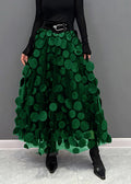 Women's Maxi Skirt - High Waist - Tulle with 3D Circle Details - Elegant Statement Look