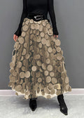 Women's Maxi Skirt - High Waist - Tulle with 3D Circle Details - Elegant Statement Look
