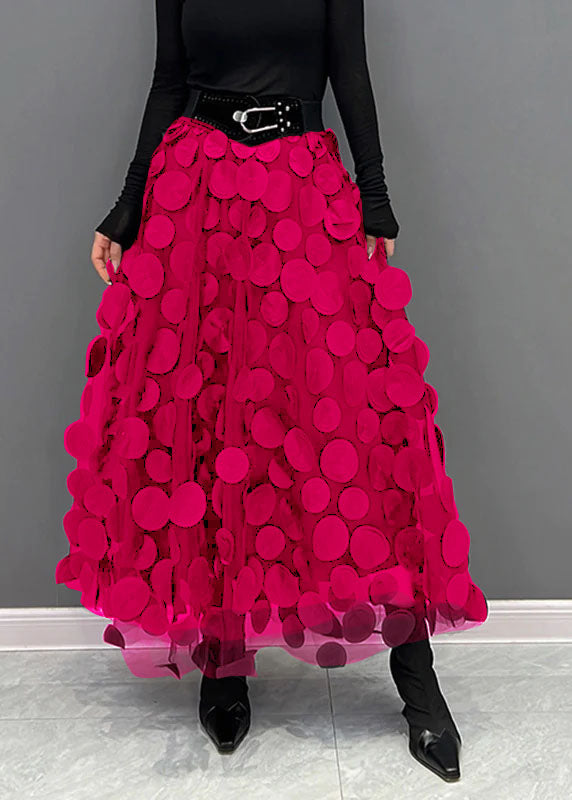 Women's Maxi Skirt - High Waist - Tulle with 3D Circle Details - Elegant Statement Look
