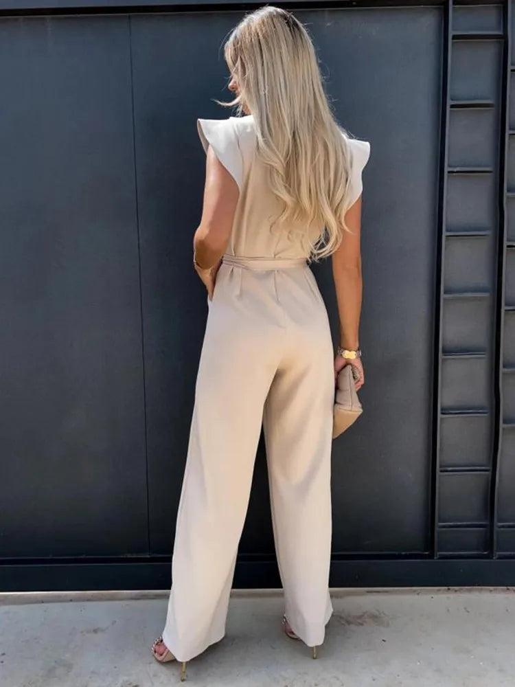 Belted Ruffle Wide Fit Jumpsuit