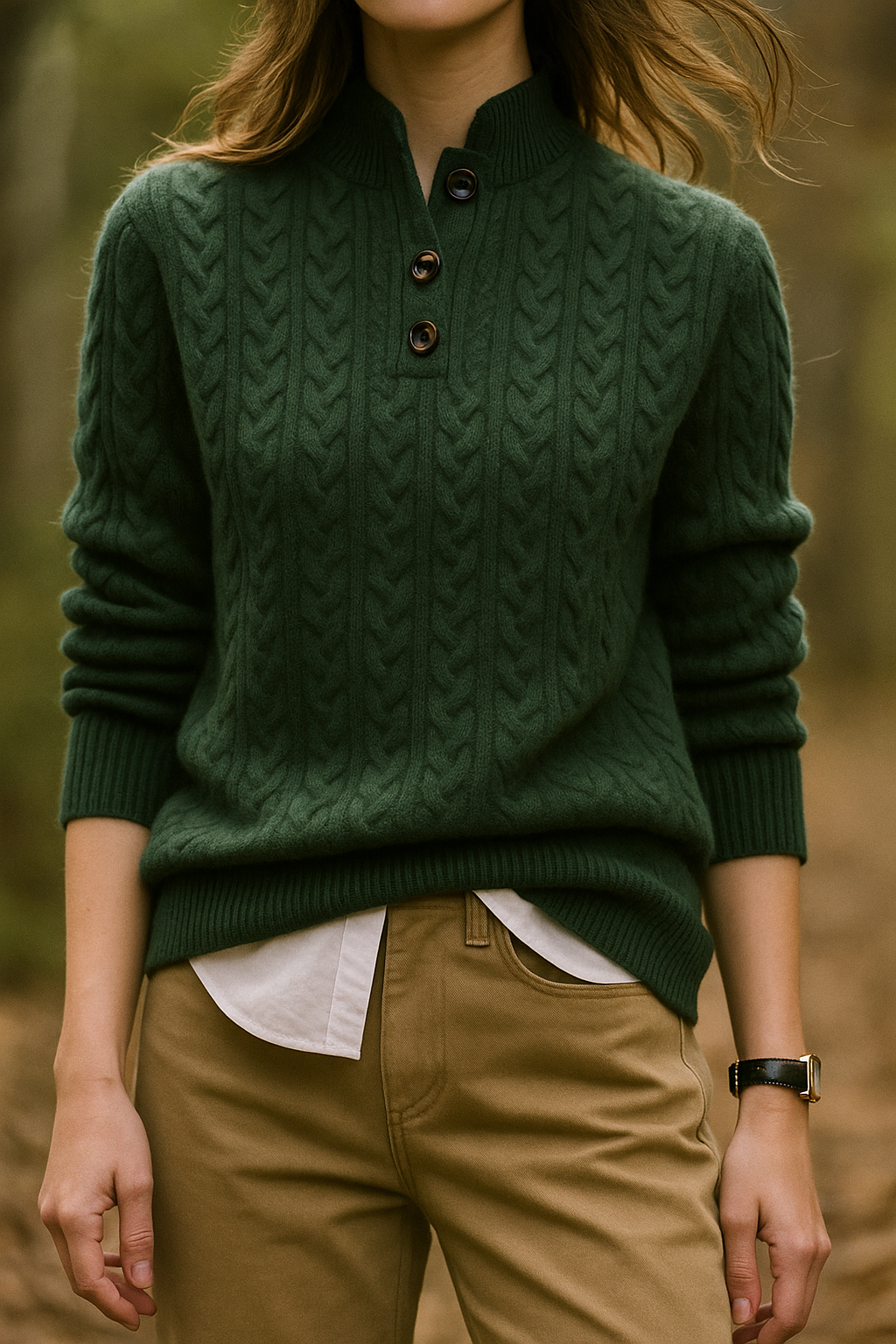 Soft Cable Knit Funnel Neck Sweater