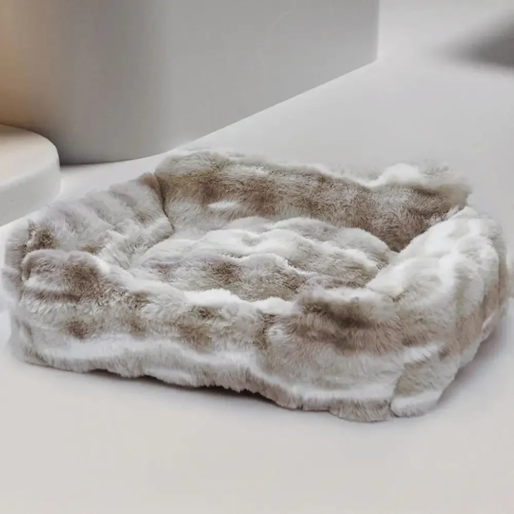 Long-Pile Low-Entry Bolster Pet Bed