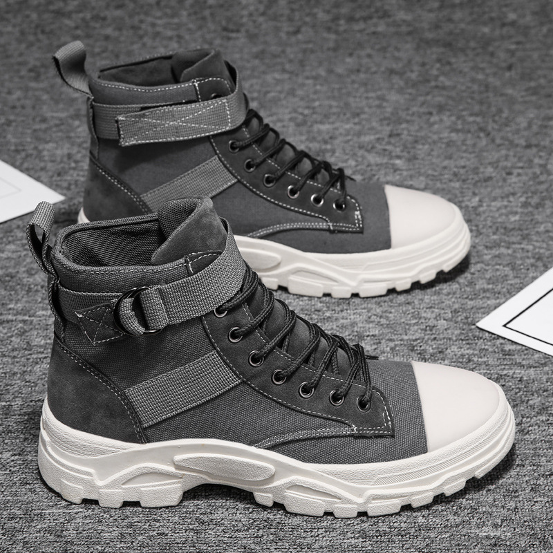 Suede Canvas Rugged Sole Motorcycle Boots
