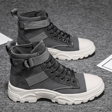 Suede Canvas Rugged Sole Motorcycle Boots