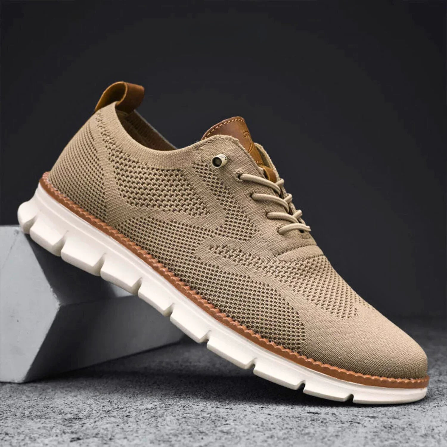 Men's Sneakers – Breathable Knit – Flexible Lightweight Sole – Lace Closure