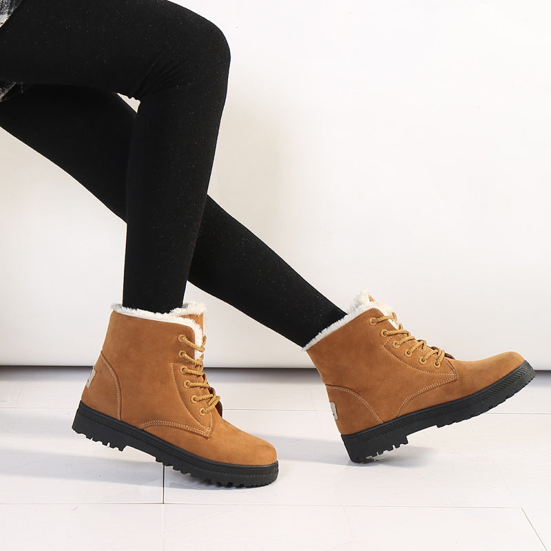 Plush Fur Lined Faux Suede Lace-Up Ankle Boots