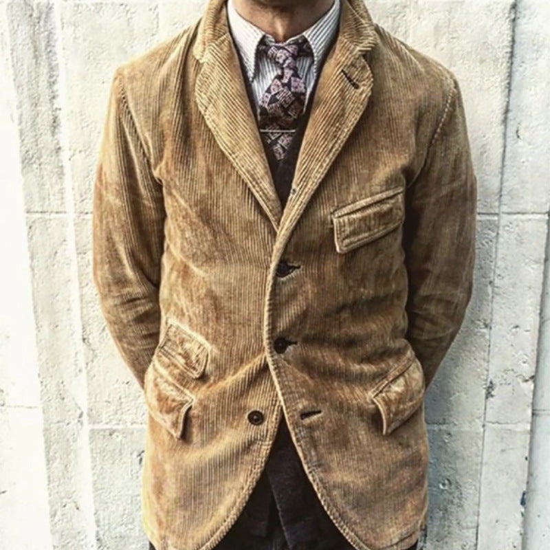 Single-Breasted Tailored Fit Corduroy Blazer