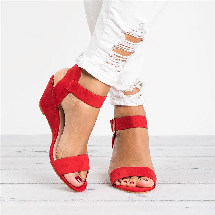 Soft Faux Leather Comfort Fit Wedge Sandals