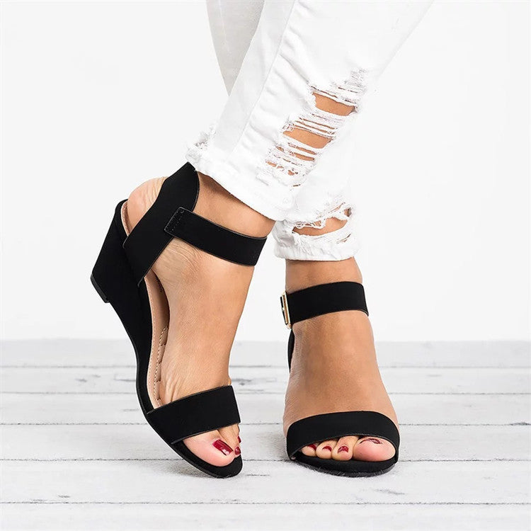 Soft Faux Leather Comfort Fit Wedge Sandals