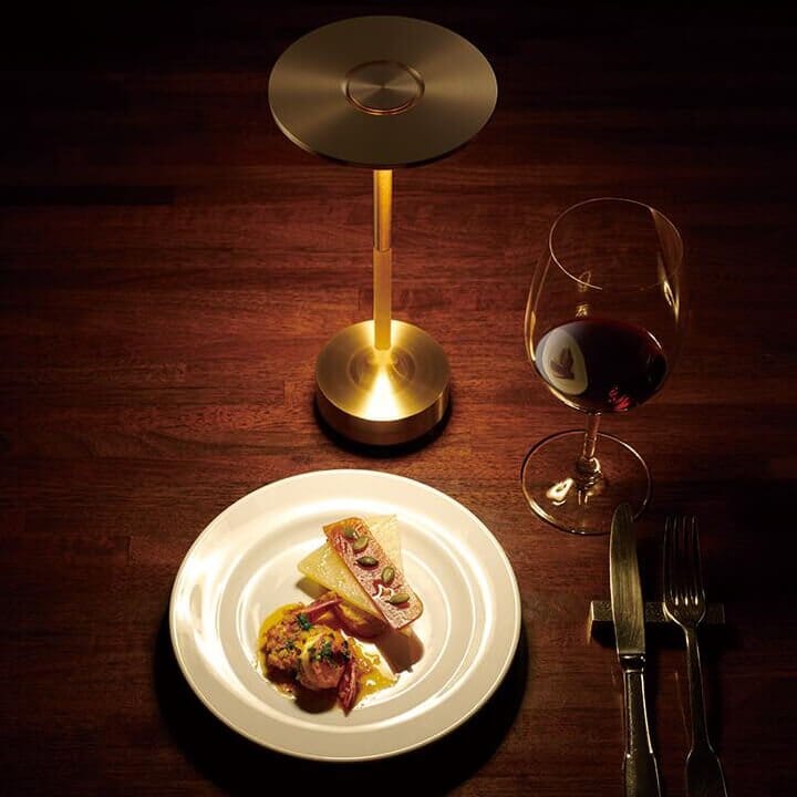 Brushed Brass And Wood Weighted Table Lamp