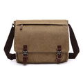 Canvas Leather-Trim Adjustable Messenger Bag